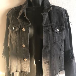 UNIF Black distressed Jean Jacket Small